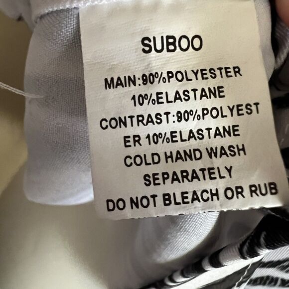 SUBOO TANZANIA Crop Top Short Slv Black White US Sz 4 AU 8 Hi Lo Blouse - Picture 4 of 4